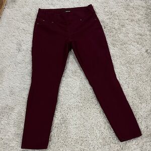 JORDACHE 90’s Retro Ladies Maroon Skinny Stretch Denin Pants Sz L Slimming Comfy